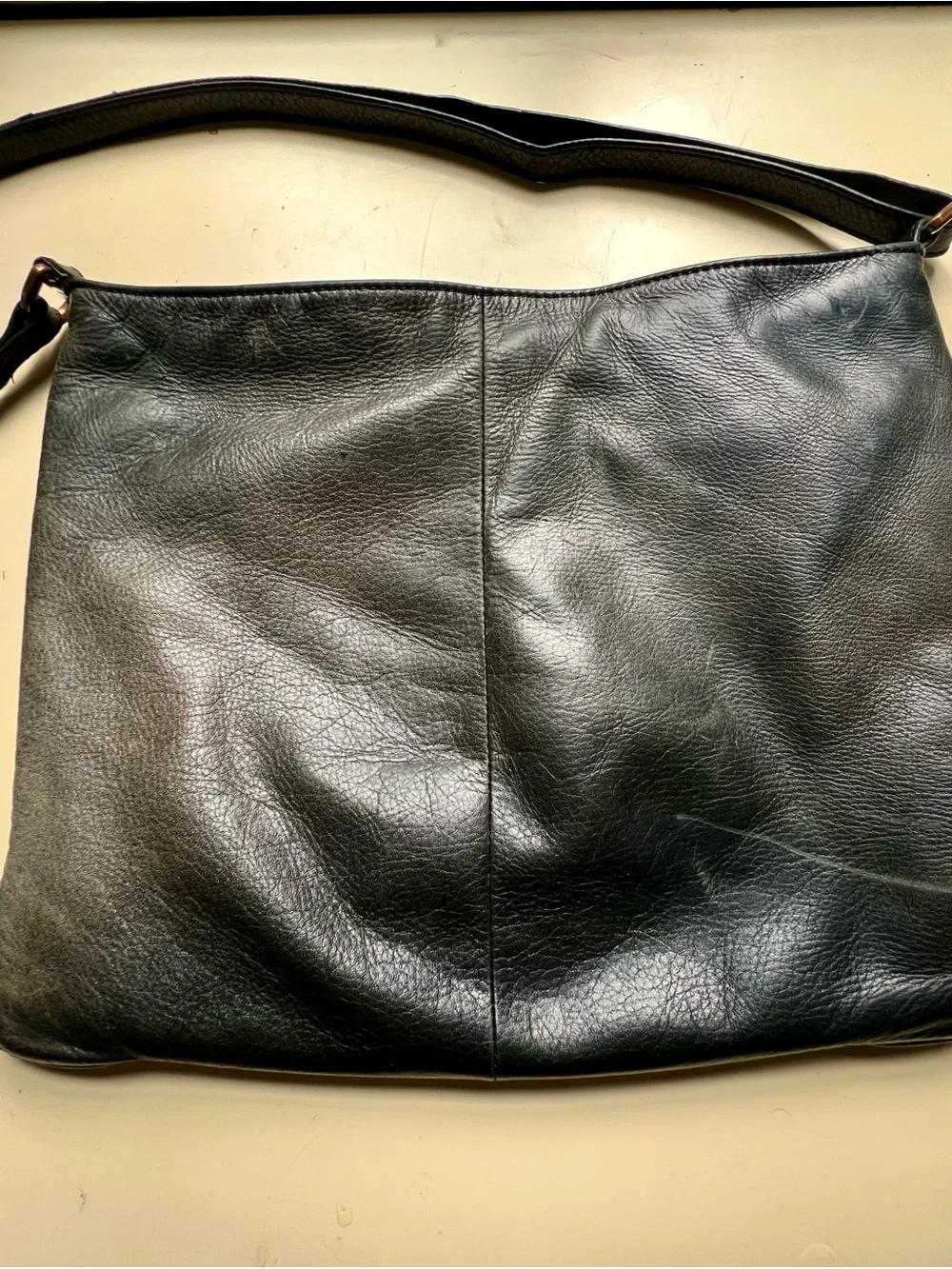 Margot Genuine Black Leather Crossbody Bag with Dual Zip Front